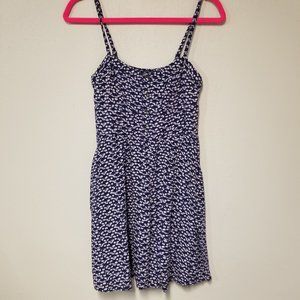 Express Womens Skater Dress Spaghetti Strap with Pockets Blue and White Size XS